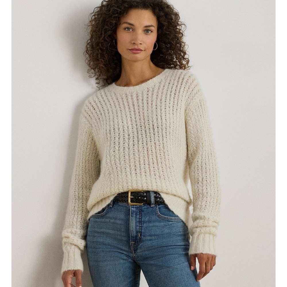 Lauren Ralph Lauren Women's Herringbone Oversized Sweater - Cream